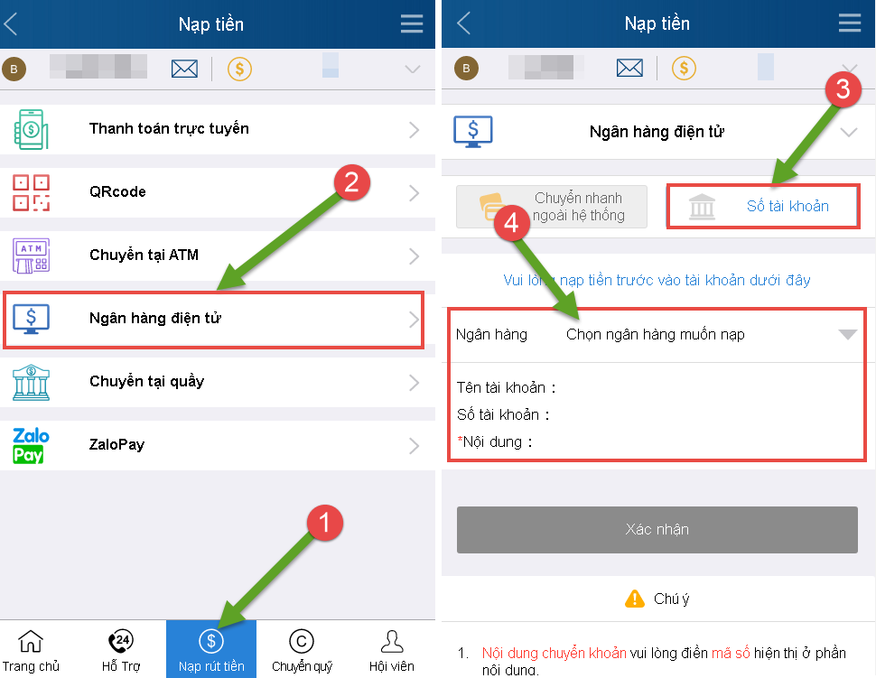 Cách nạp tiền trang Kubet qua ngân hàng điện tử